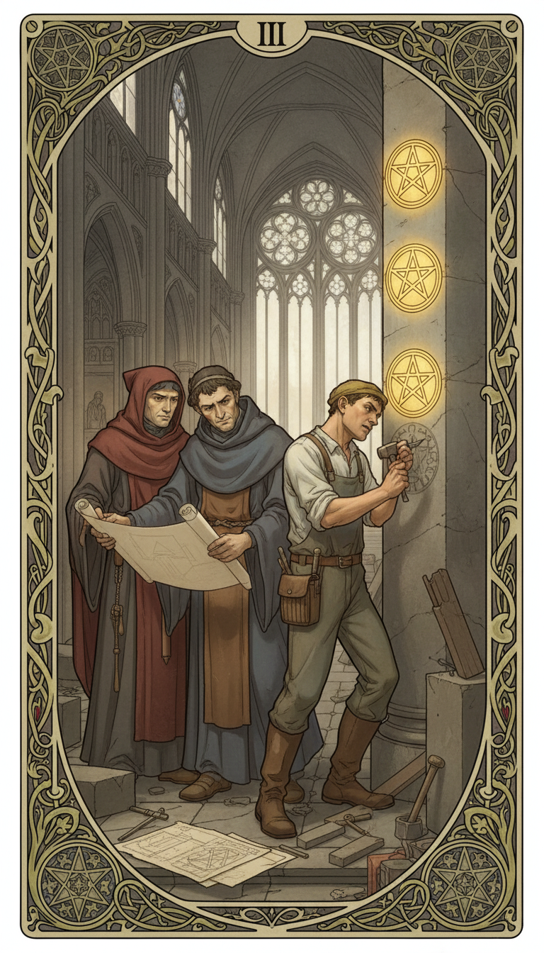 Three of Pentacles tarot card